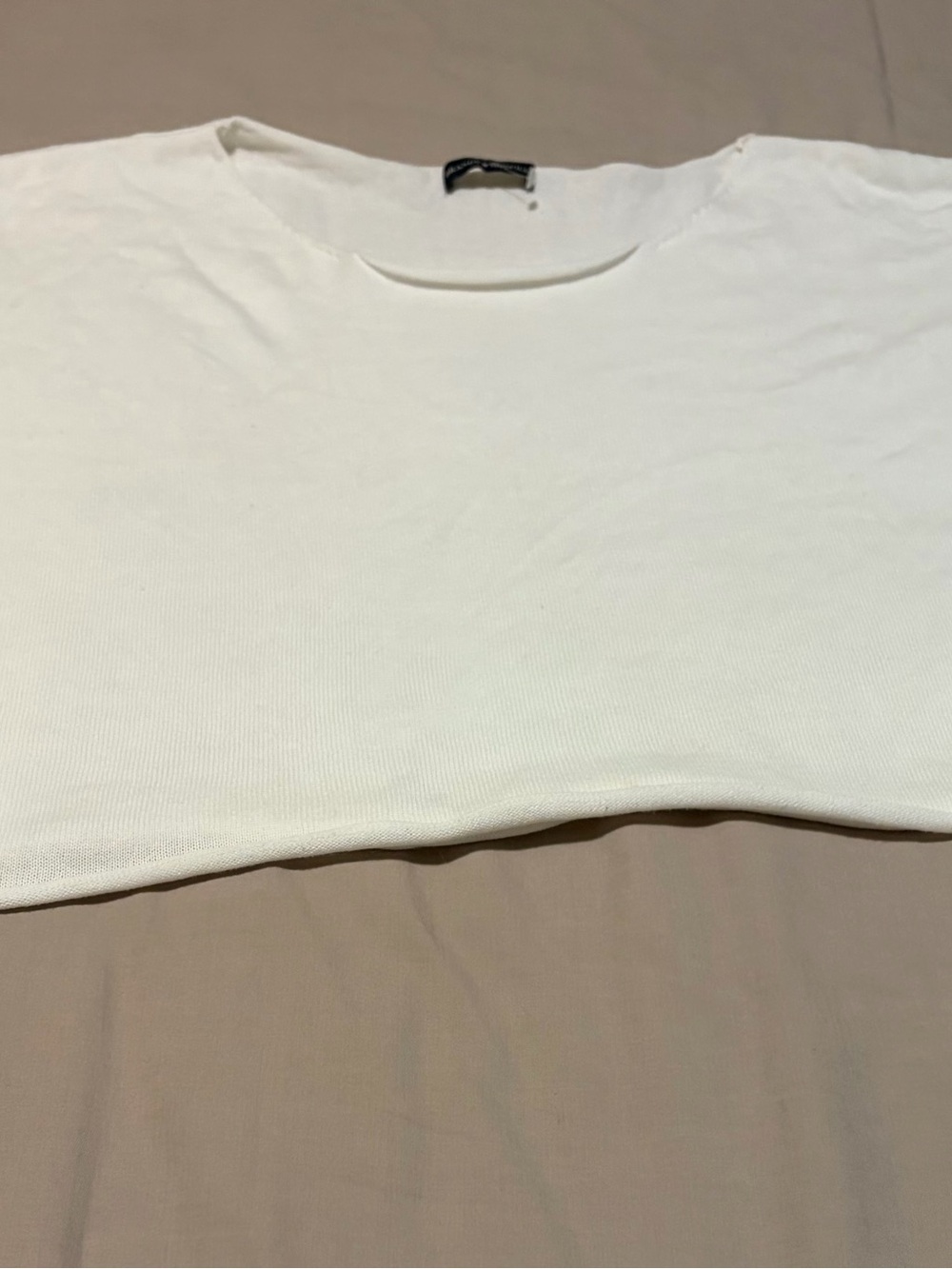 Brandy Melville Cream Ribbed Crewneck Crop Top